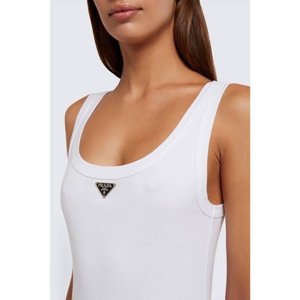 Prada Ribbed Knit Jersey Tank Top